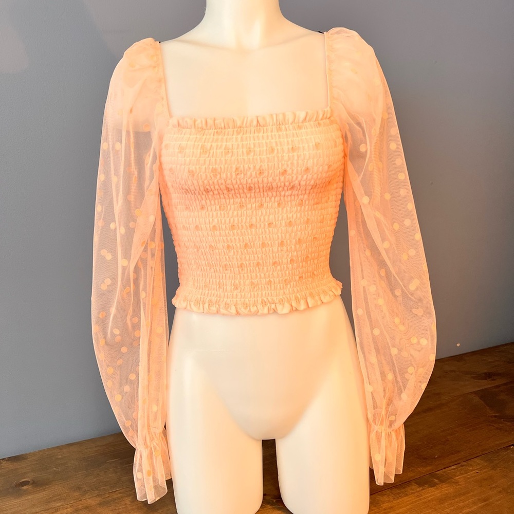 Pink Puff Sleeve Crop Top